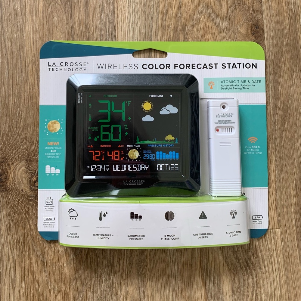 New La Crosse Technology Wireless Color Forecast Station Weather Monitor sealed